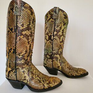 Nacoma 6 painted python snake black green pink brown blue western cowgirl boots